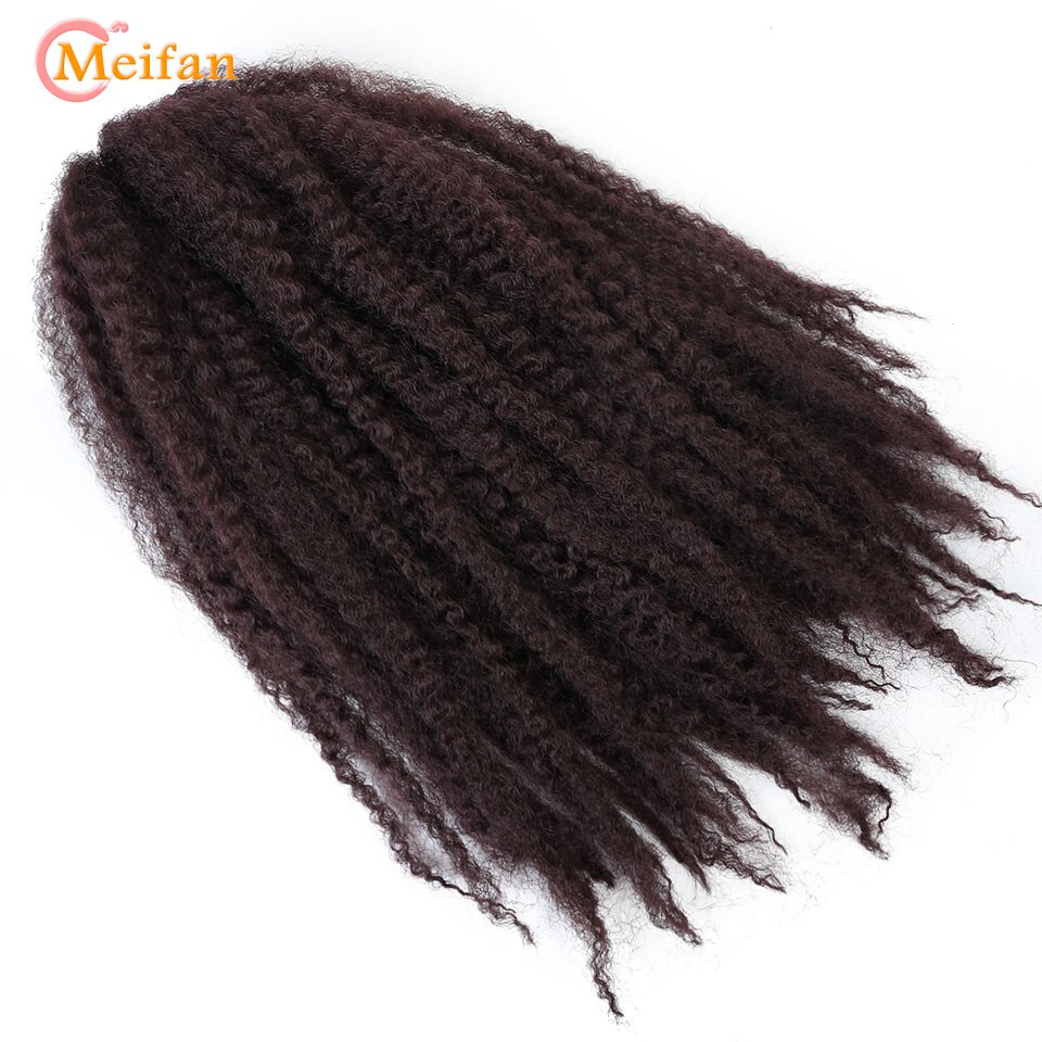 Meifan afro kinky twist hår hæklede fletninger blødt flet hår 18 tommer krøllet hæklet fletning hårtilbehør