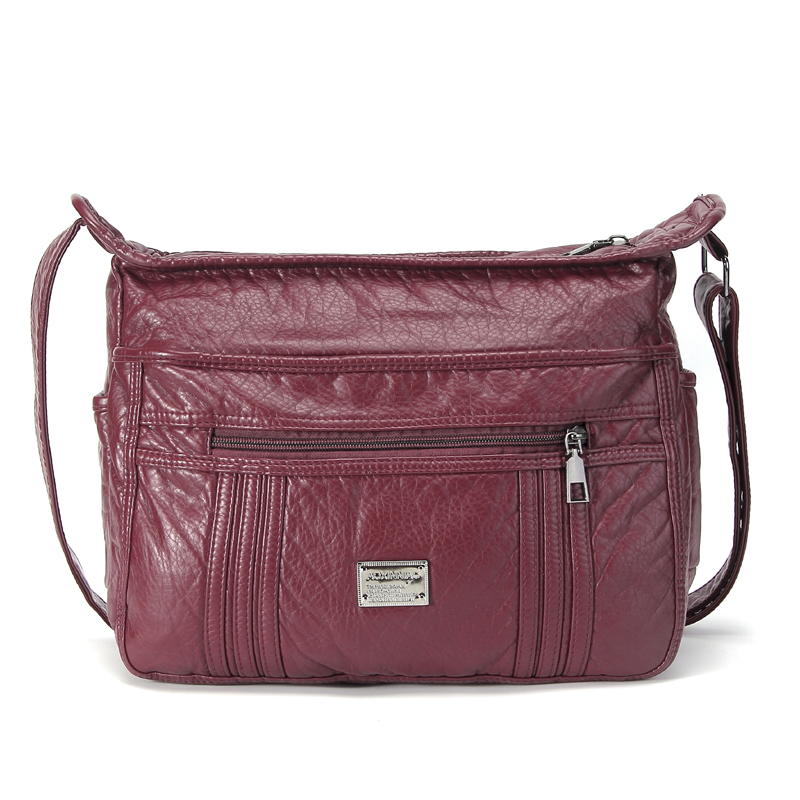 Grand sac souple décontracté femmes sac sac à main lavage sac à bandoulière en cuir synthétique polyuréthane sac à main réglable femmes sac de poche dames sac de messager: wine