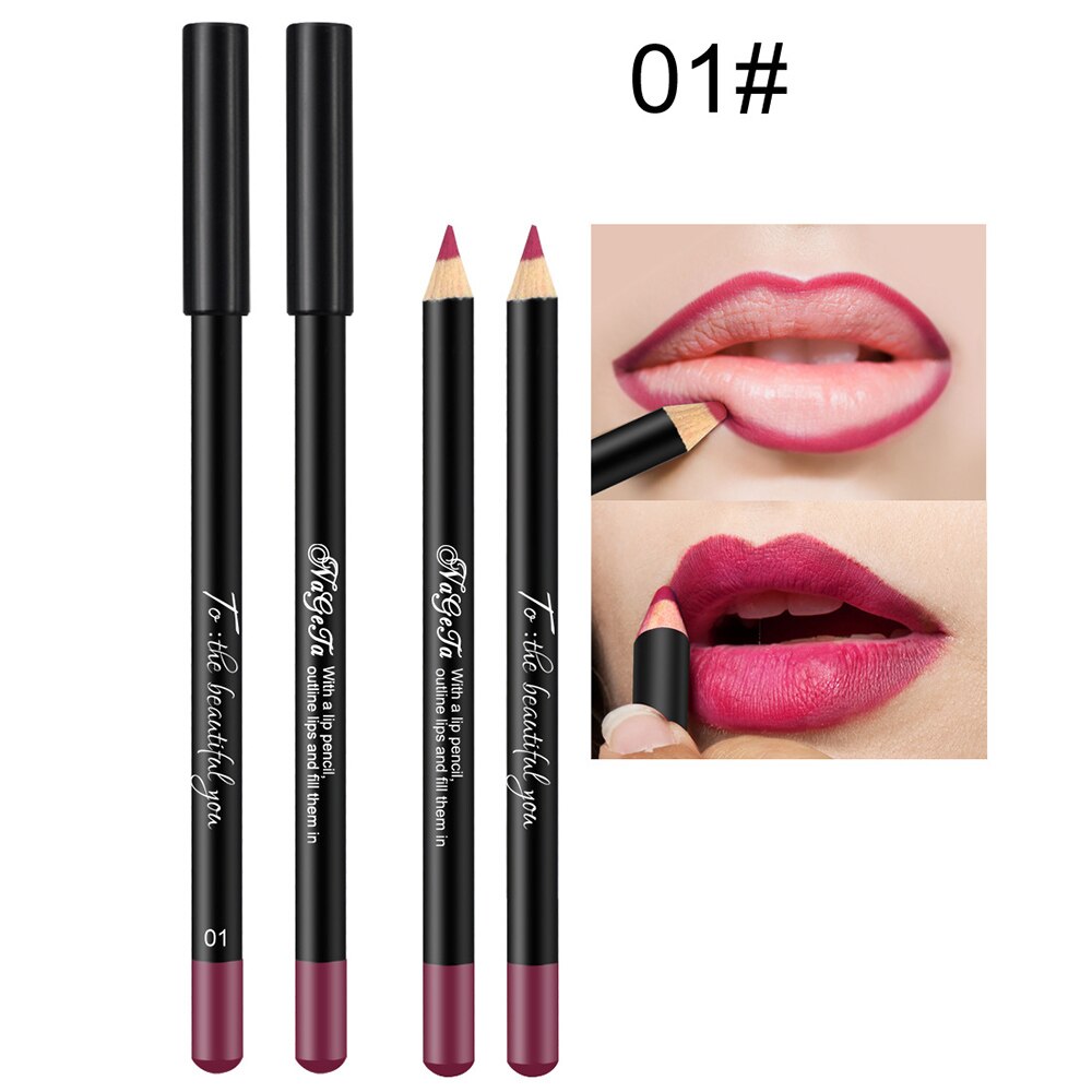 1 st 12 färger lip liner penna vattentät långvarig natur läppar konturlinje makeup lipliner penna: 01