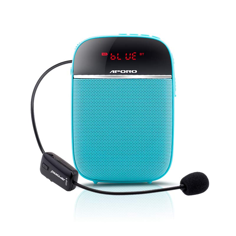 10w mini bluetooth stemmeforstærker uhf trådløs mikrofon til professor lærer foredrag møde bærbar megafon tf højttaler: Blå