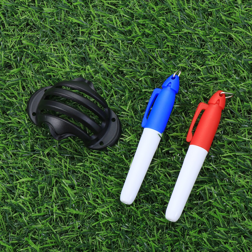 3 linjemarkør stencil  + 2 pen golf sætte positioneringshjælpemidler golfbold markør til golfbold tredobbelt spor erc krom udendørs værktøj