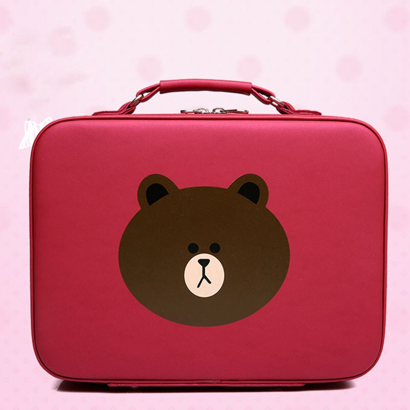 19 Korean version of the bear cosmetic bag portable large-capacity storage bag simple compact cute portable cosmetic case: Red / 25cm12cm20cm