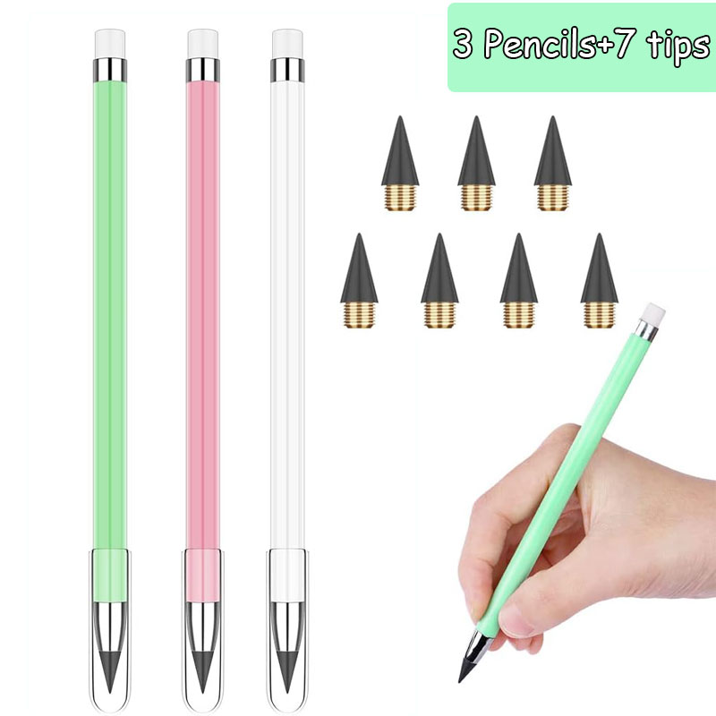 10pcs Eternal pencil set macaron For Kids Cute Pens Painting Art Office&School Supplies Infinity Pencils Tips Set Stationery: WHITE
