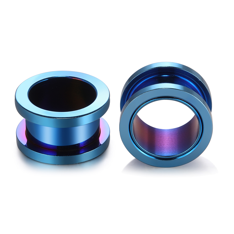 2 uds dilatadores de oreja de acero túneles de carne para expansión de orejas 1,6mm-30mm expansores de oreja tornillo ajuste enchufe pendientes joyería