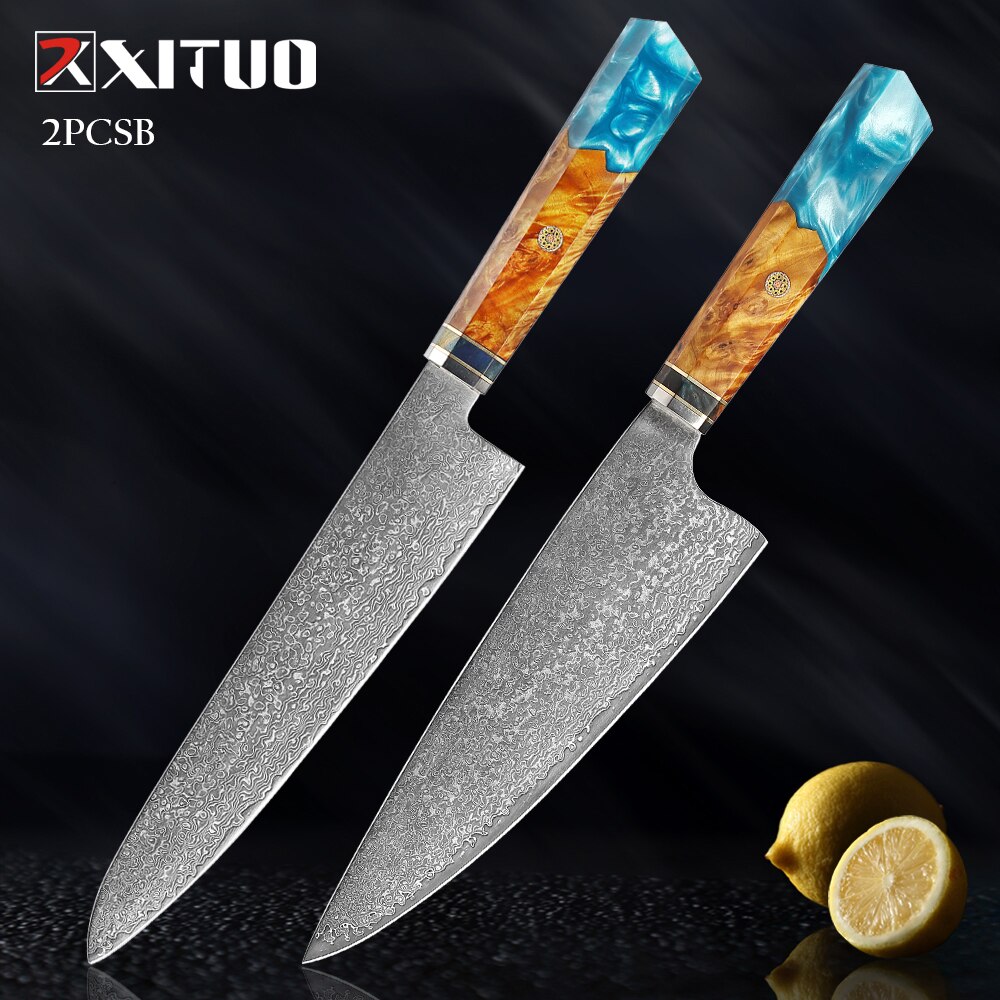 XITUO Kitchen Chef Knife Damascus Knife Set Japanese Knife Damascus Steel VG10 Santoku Paring Knives Cooking Tool