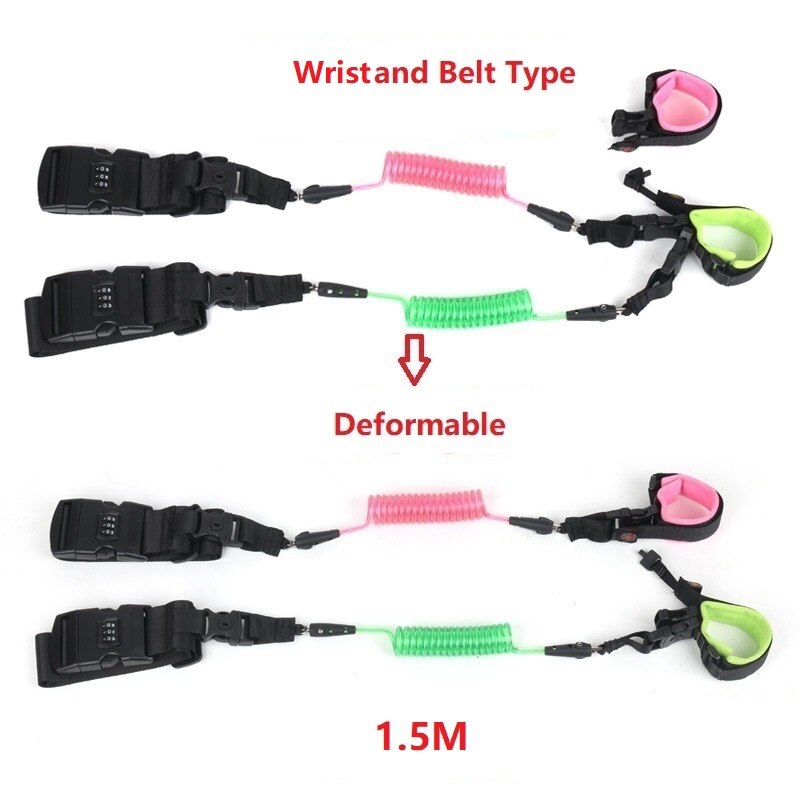 Correa de Antipérdida 2 en 1 giratoria de 360 grados para bebés, arnés de seguridad para bebés, correa para caminar, cinturón de mano para gemelos: Wristband belt 1.5M