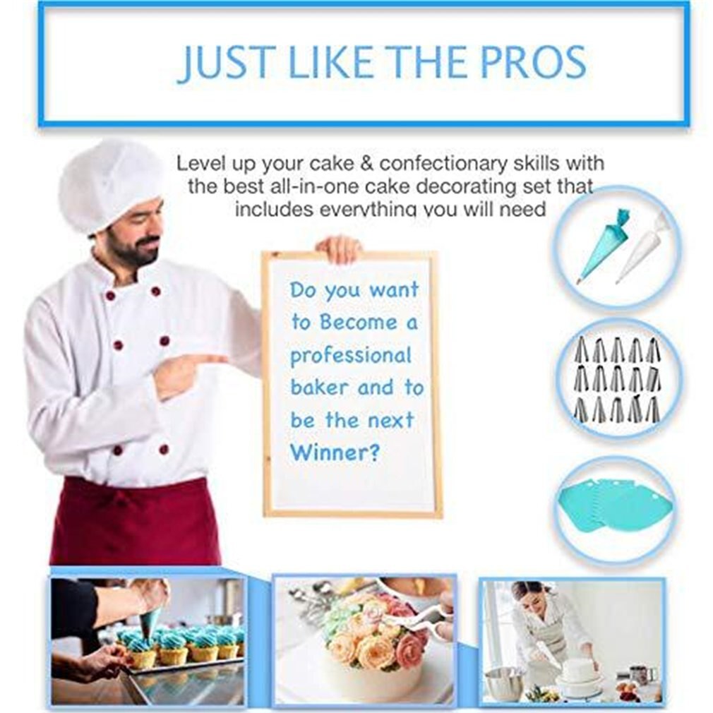 220Pcs DIY Cake Decorating Bakery Tools Kit Cake Turntable Nozzle Set Pastry Tube Fondant Tool Kitchen Dessert Baking Supplies