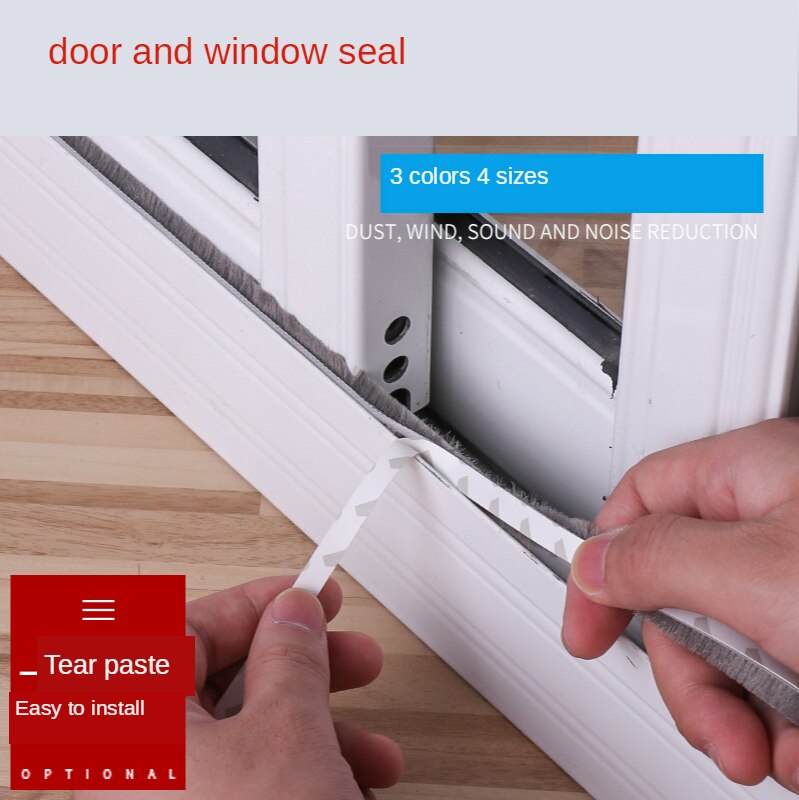 1 Meter Zelfklevende Afdichting Wind-Proof Borstel Strip Voor Thuis Deur Raam Geluidsisolatie Strip Pakking