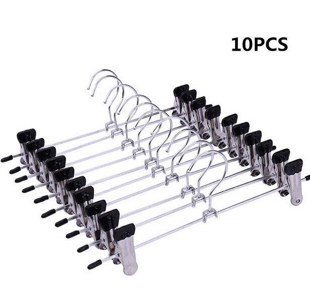 Hangers Trouser Hanger Strong Chrome Pants Skirt Coat Hangers with Non-Slip Clip: Default Title