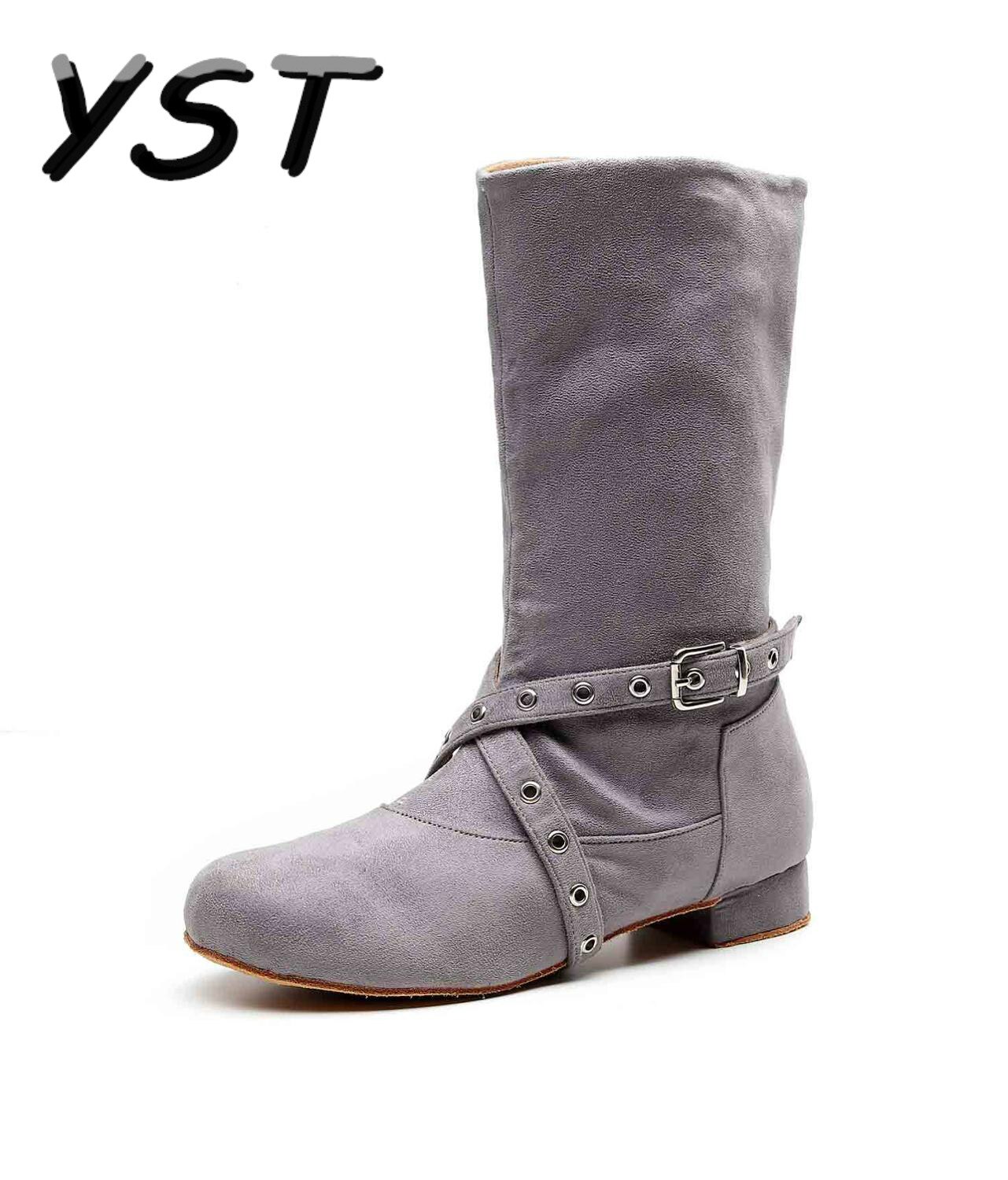 Women Latin Dance Shoes Soft Sole boots Ballroom Tango Ladies performance clothing long dance boots Low-heeled For Women Girls