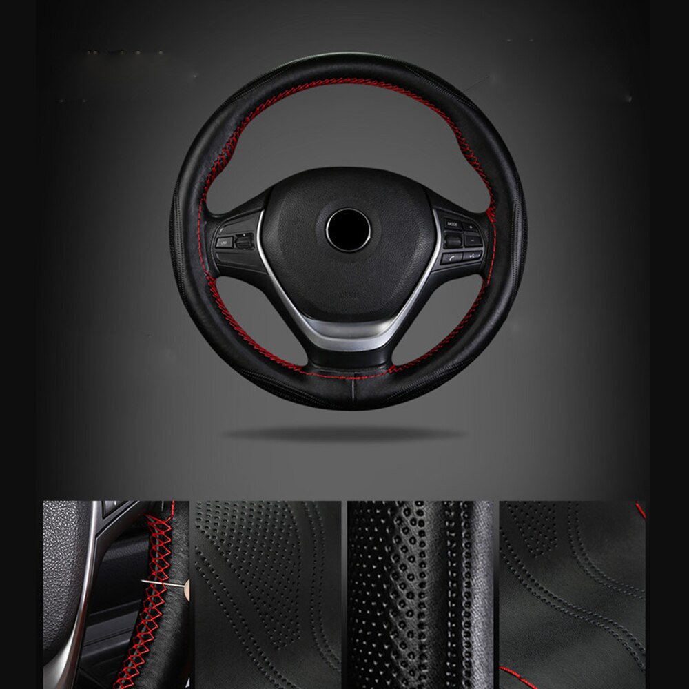 Black Steering wheel cover DIY Steering Wheel Cover With Needles+Thread