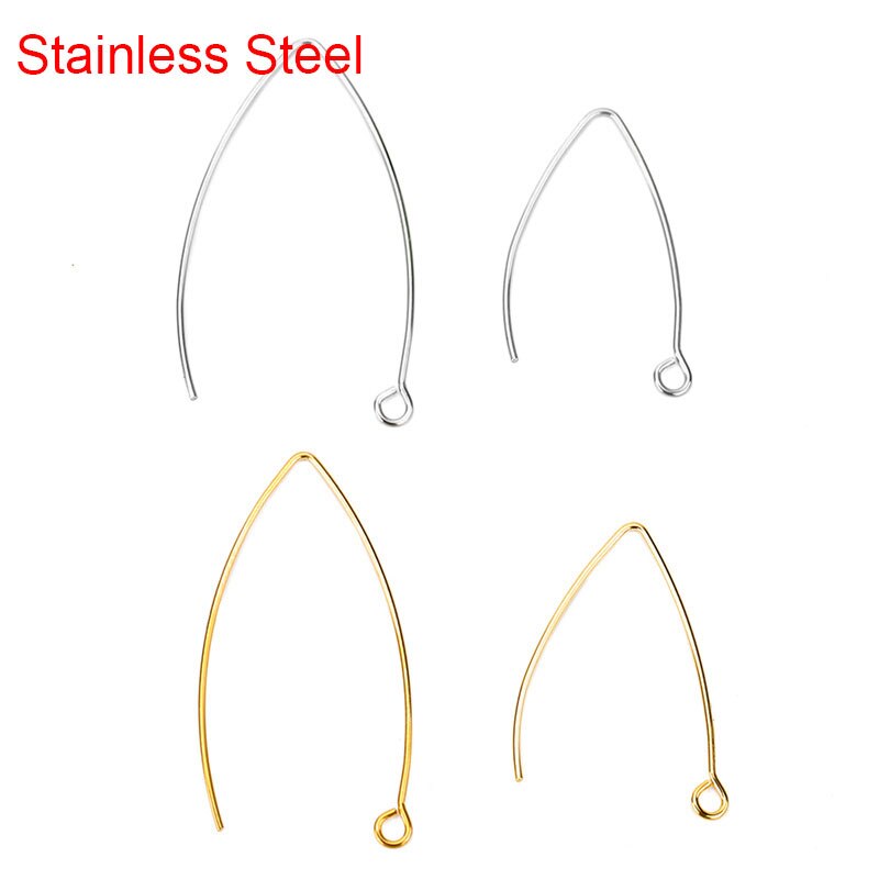 20 unids/lote de ganchos para pendientes en forma de V antialérgicos de acero inoxidable, alambre de cierre para pendientes hipoalergénicos para accesorios de joyería Diy