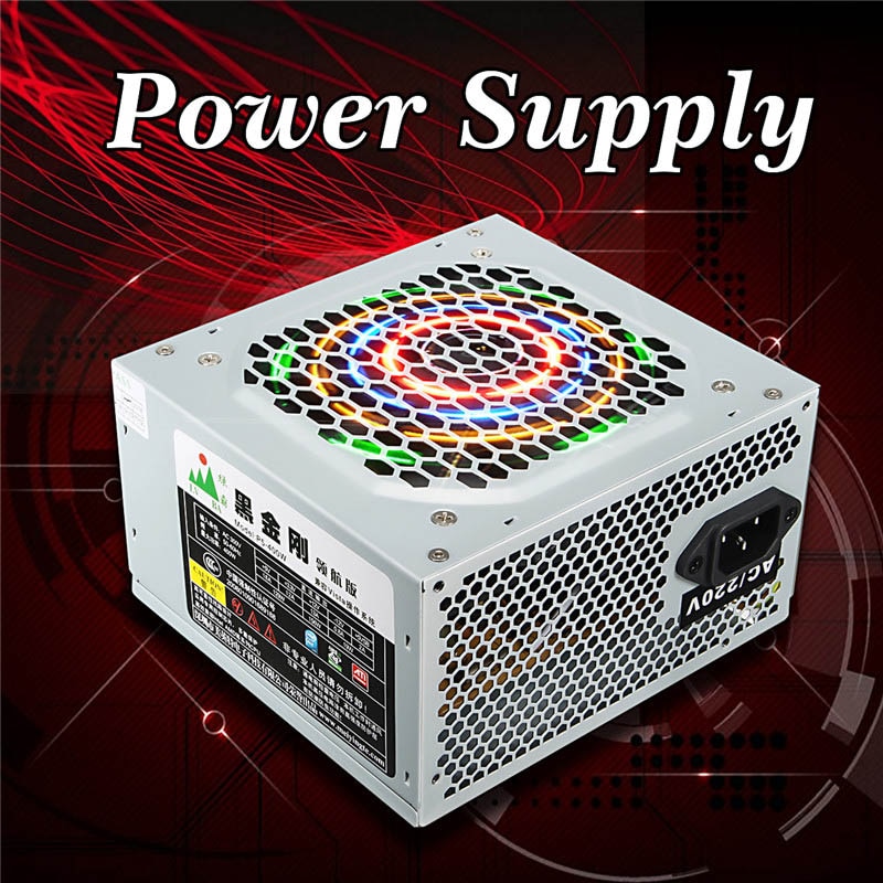 PC Computer Power Supply Computer PC CPU Power Supply 20+4-pin 120mm Fans ATX PCIE w/ SATA