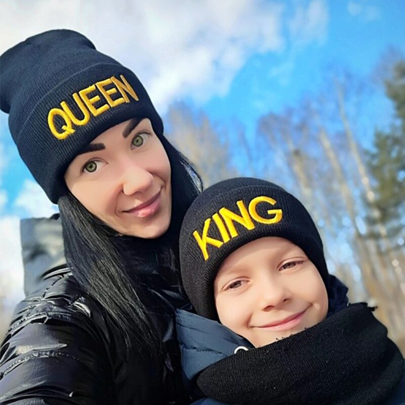 Bonnet tricoté pour Couple, chapeau unisexe, avec lettres KING et QUEEN brodées, Hip-hop, pour femmes et hommes, hiver