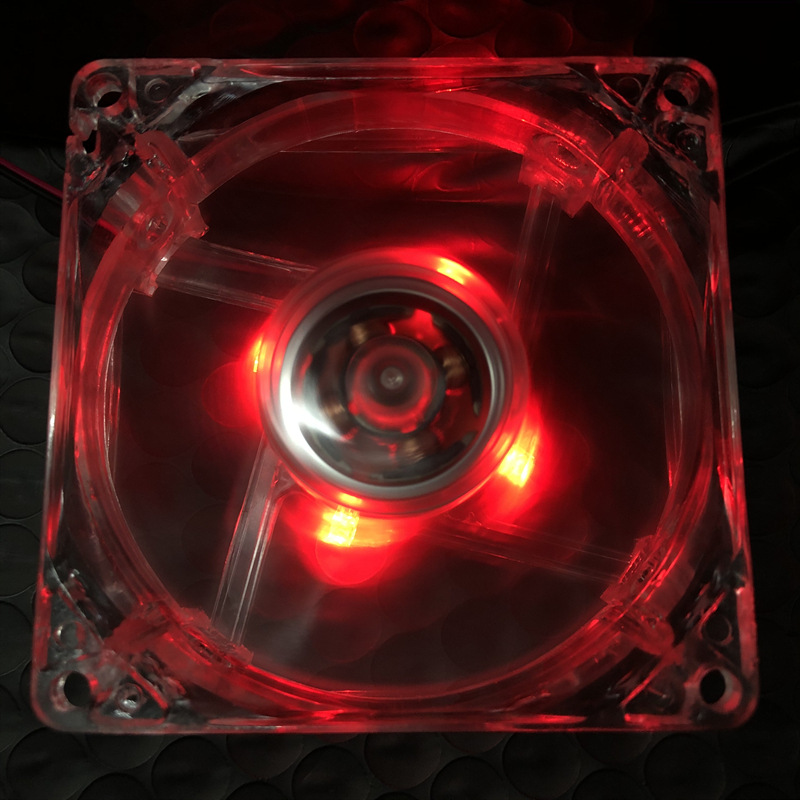80mm ordinateur CPU ventilateur refroidisseur LED ordinateur PC boîtier ventilateur de refroidissement Ultra silencieux dissipateur thermique 80x80x25mm rgb lumière ventilateur, 12v 3P IDE 4pin: Rouge