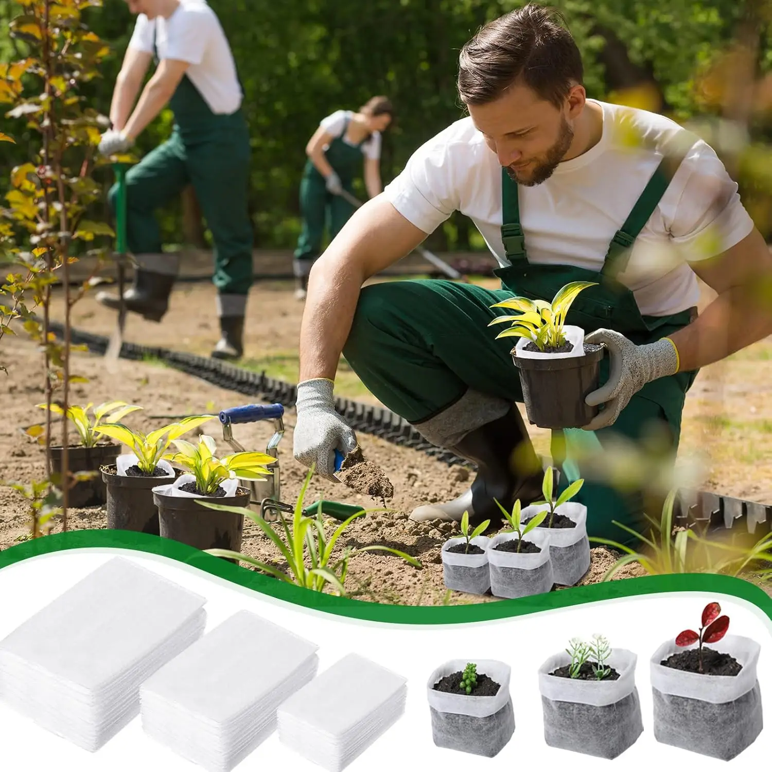 100-1000PCS Fabric Plant Seedling Bags for Vegetables Flowers Herbs and Plant Growth Eco Friendly Nursery Pots Gardening Bags