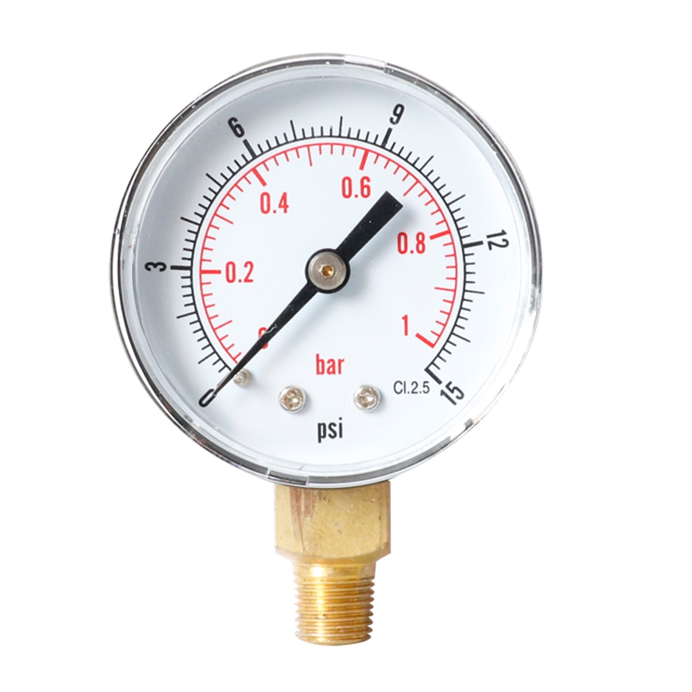 Trykmåler 0-15 psi 0-1 bar dial pneumatisk hydraulisk radial manometer til vandolie lufttryktest