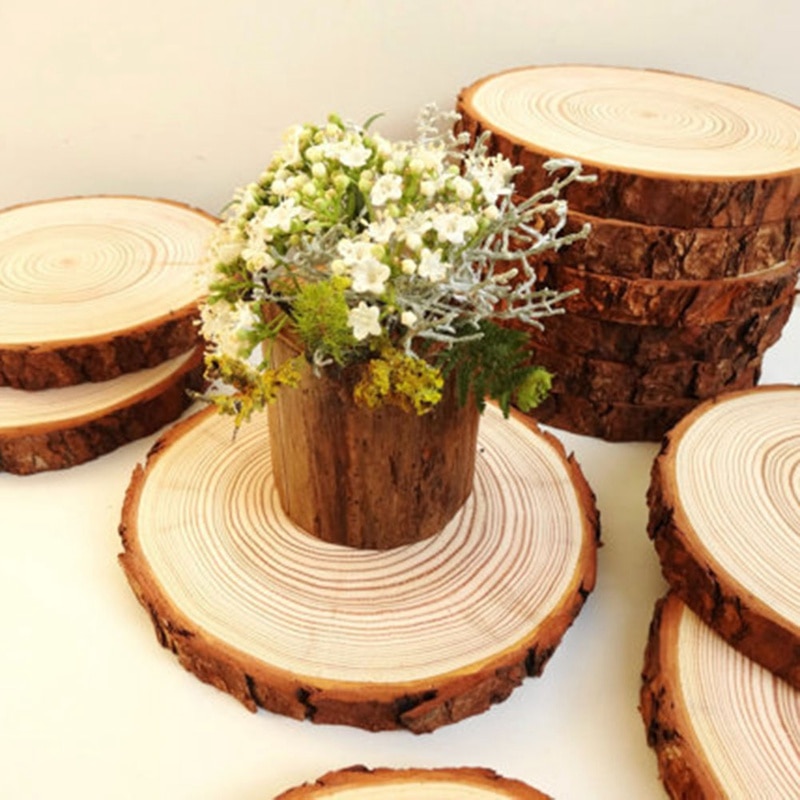 Rodajas De Madera Sin Terminar, 25 Uds., Círculos De Madera Con Discos De Troncos De Corteza De árbol Para Manualidades DIY, Adornos Rústicos Para Bodas, Decoración Artesanal, , large