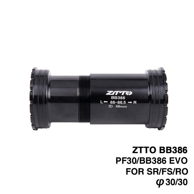 ZTTO BB386 30mm PF30 bicycle Press Fit Bottom Brackets Axis for MTB Road bike Parts BB30 Crankset chainset Durability bike parts: BB386 black