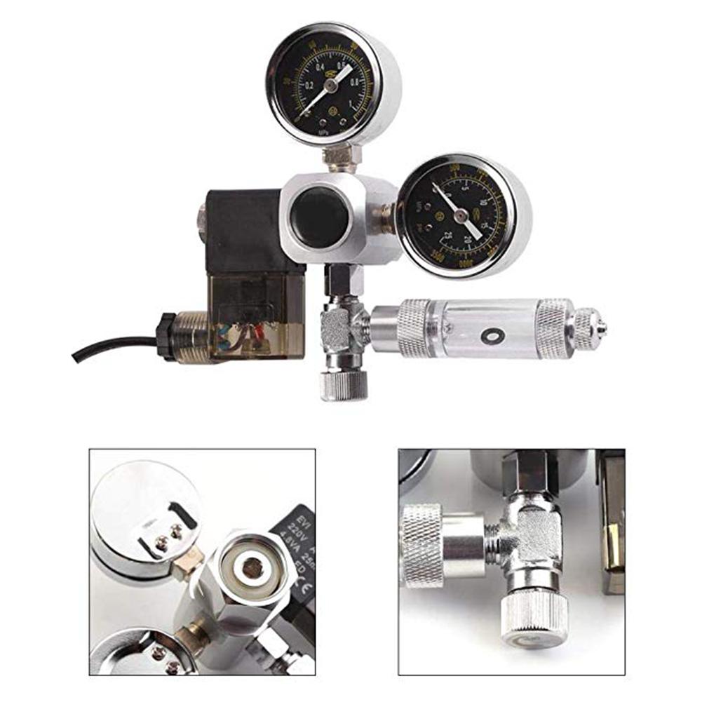 Aquarium CO2 Regulator G5/8 220V Magnetic Solenoid Check Valve Aquarium Bubble Counter Fish Tank Tool CO2 Control