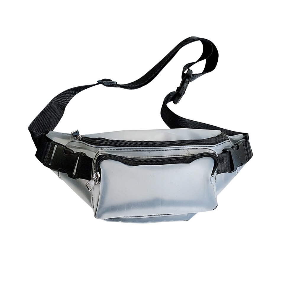 Midjeveske kvinner enkel gjennomsiktig lomme vill budbringer brystveske sekk ceinture banan cantasi fanny pakker: Svart