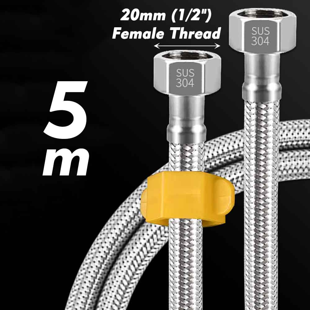 Manguera trenzada de entrada de grifo de agua de acero inoxidable 1/2, tubo de conexión Flexible para cocina, baño, inodoro, riego de jardín, 304 pulgadas: Multicolor