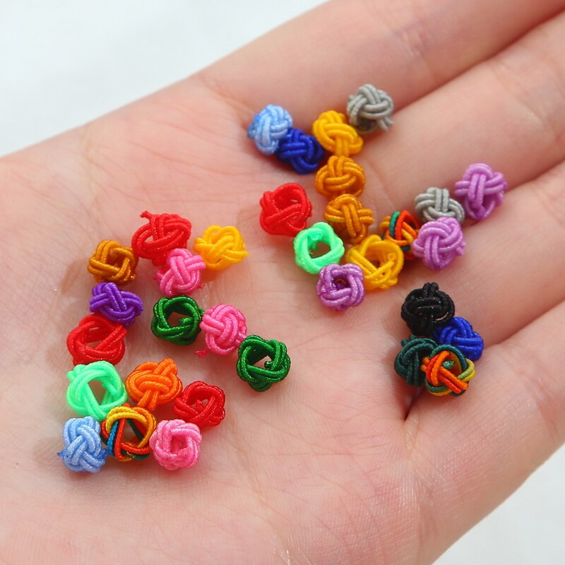 10 Stuks 6Mm Kleurrijke Spacer Knoop Diy Ketting Armband Touw Spacer Gevlochten Spoel Touw Chain Einde Gesp Sieraden Benodigdheden vinden