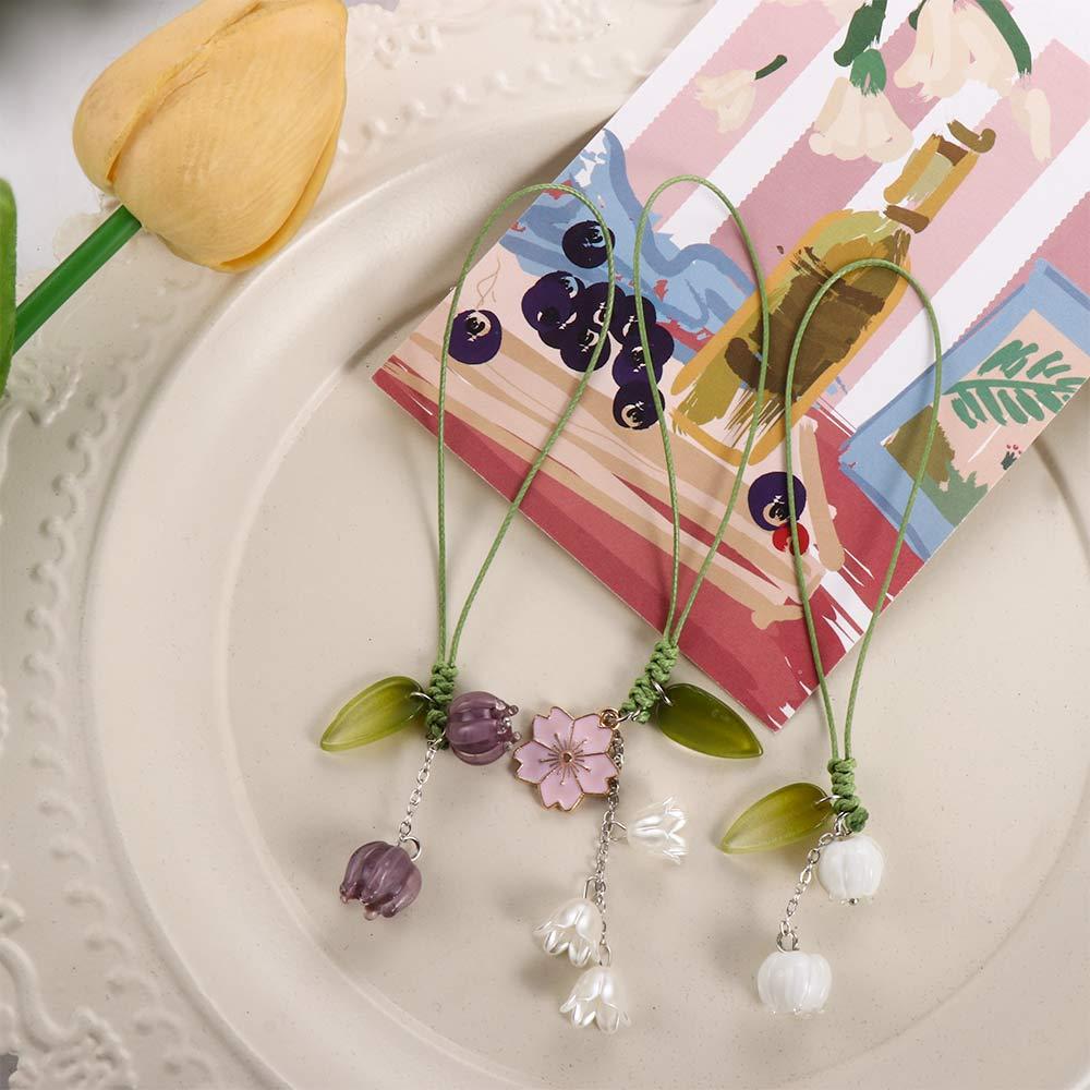 Urocze smycze kwiaty tulipanów pasek Charms do etui na telefon breloczka breloki na kluczyki do samochodu słuchawki etui powiesić