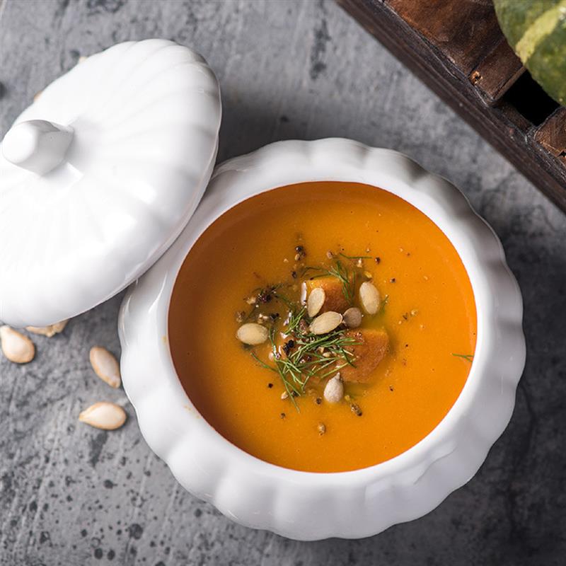 Suppe Schüssel Kreative Mehrzweck Kürbis bilden Keramik Schüssel Portion Schüssel mit Deckel Lebensmittel Lagerung Glas Container