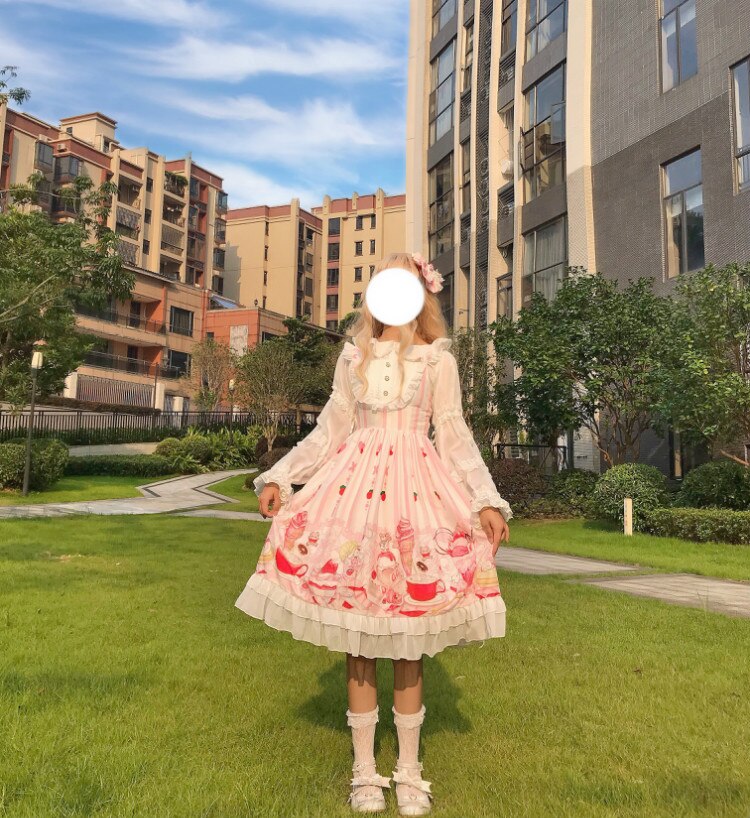 Original Lolita Miau salsa helado Honda vestido JSK kawaii ropa adorable Vestido de lolita vestido victoriano gothic lolita
