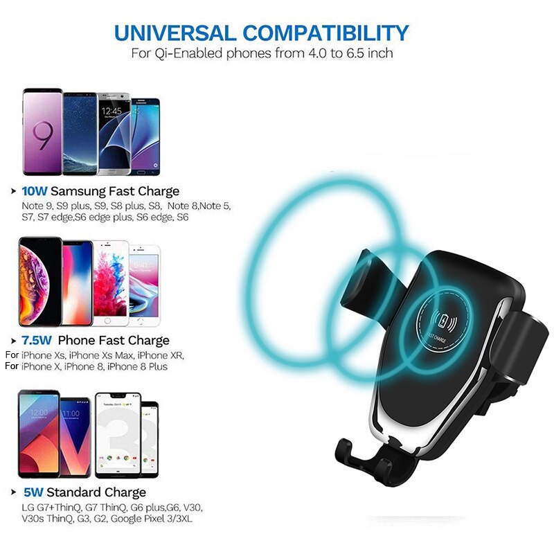 Drahtlose Auto Ladegerät Schwerkraft 10w Schnelle Wirless Ladegerät für Samsung S10 S9 S8 Plus A70 A50 Iphone 11 8 Plus Draadloze Auto Oplader