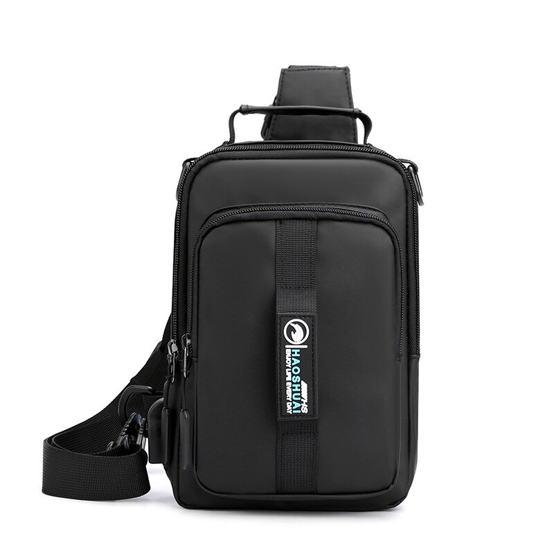 Casual Nylon Brief Mannen Borst Bag Multi-Functionele Outdoor Mannen Crossbody Tassen Waterdichte Schoudertassen Schooltas Portemonnees: 1100-9 Black