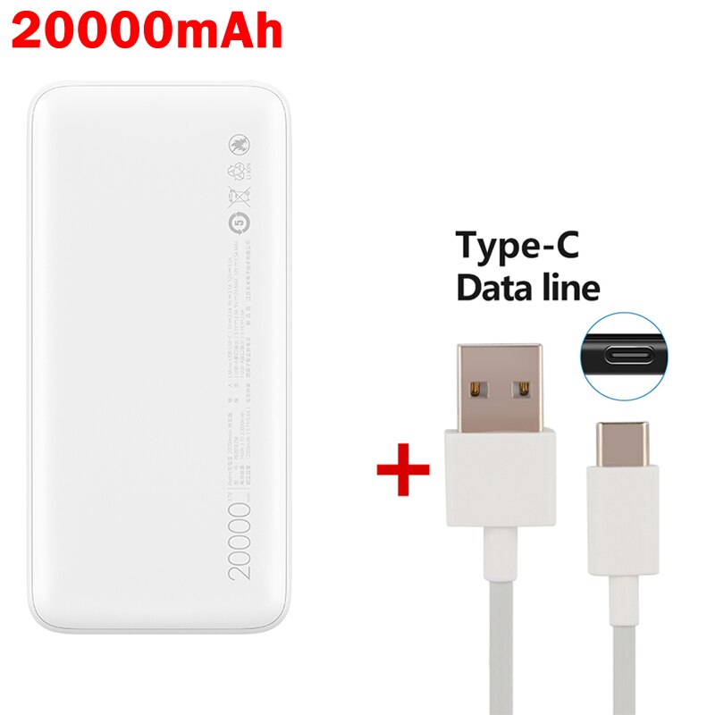 XiaoMi Redmi Power Bank 20000mAh 10000mah 18W Quick Charge XiaoMi Redmi Power Bank Dual USB Two-way Charging Portable Charger: 20000mAh Add Type-c