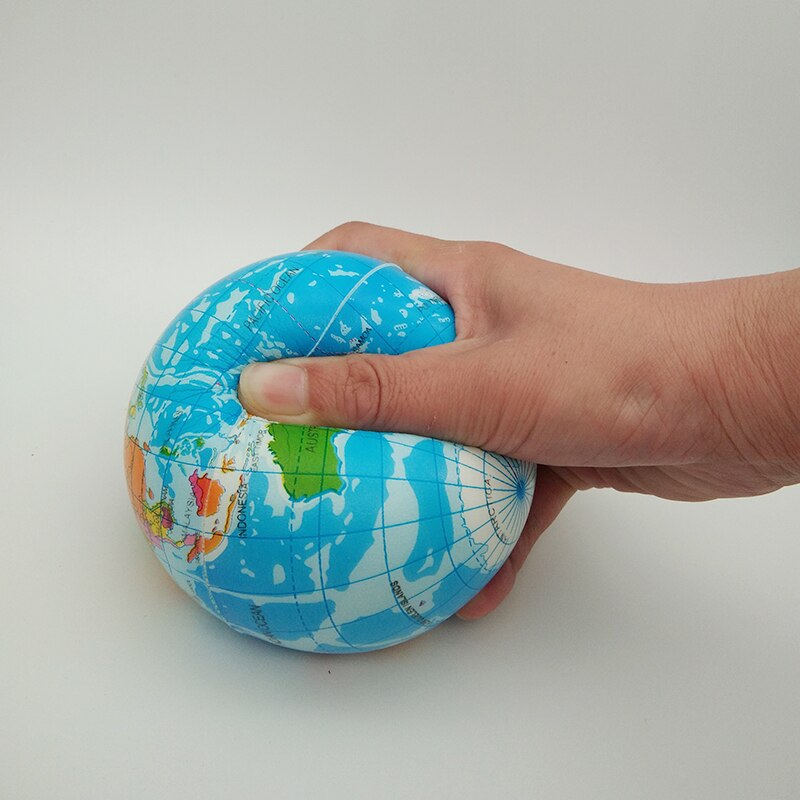 100Mm/63Mm Anti Stress Relief World Map Foam Bal Atlas Globe Palm Bal Planeet Aarde Bal Speelgoed voor Kinderen