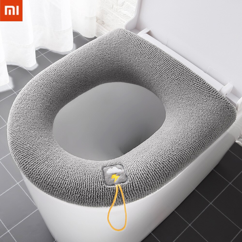 Xiaomi Wc Sitz Abdeckung vier Jahreszeiten Dick Gestrickte Kurze Haufen schließt matt Waschbar Haushalts Wc Sitzkissen Waschraum