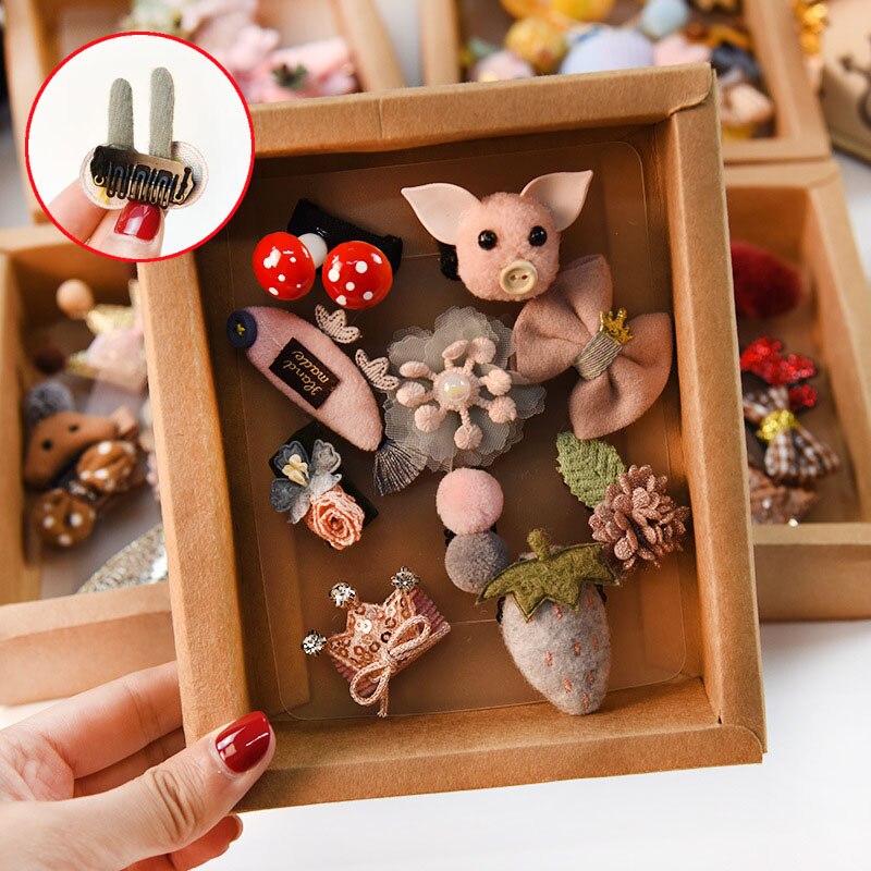 Baby Hair Clips Cute Rabbit Bows Newborn Haarband Baby Girl Hair Accessories Hairpins barettes fille enfant hair pins: pig set no box