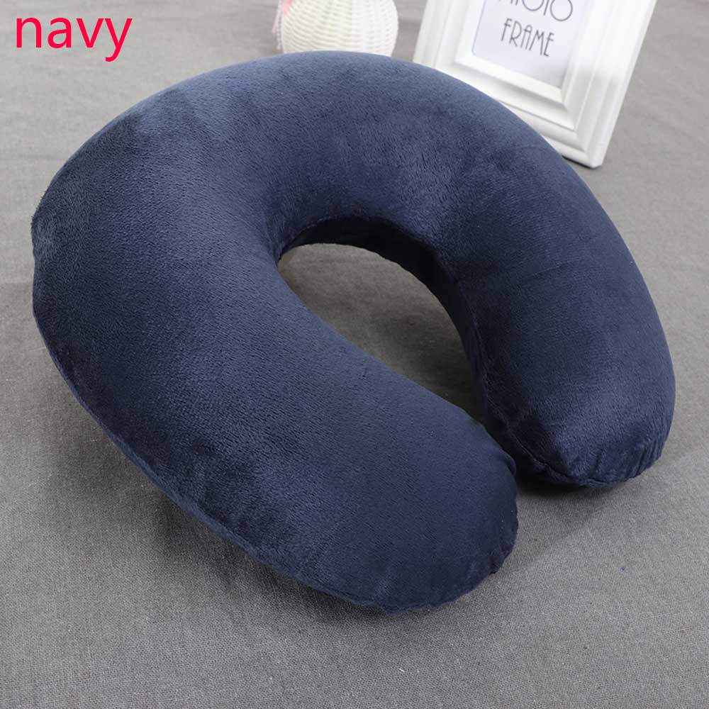 1 PC Geheugen U-vormige Reizen Air Kussen Nek Ondersteuning Head Rest Kussen Comfortabele Kussens Voor reizen/dagelijks ontspannen: Navy