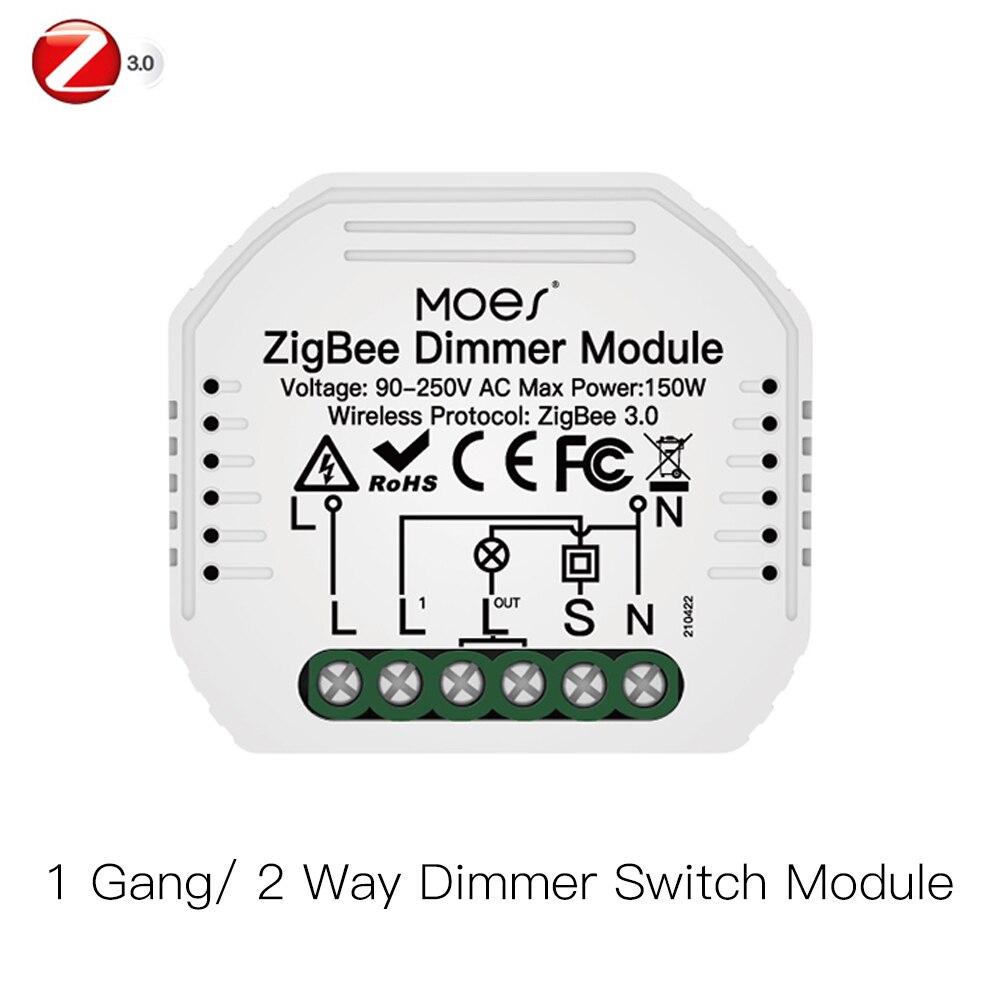 Moes Smart Zigbee Wifi Schakelaar Module Dimmer Gordijn Switch Smart Leven App Afstandsbediening Alexa Google Thuis Voice Controle: ZB 1 Gang Dimmer