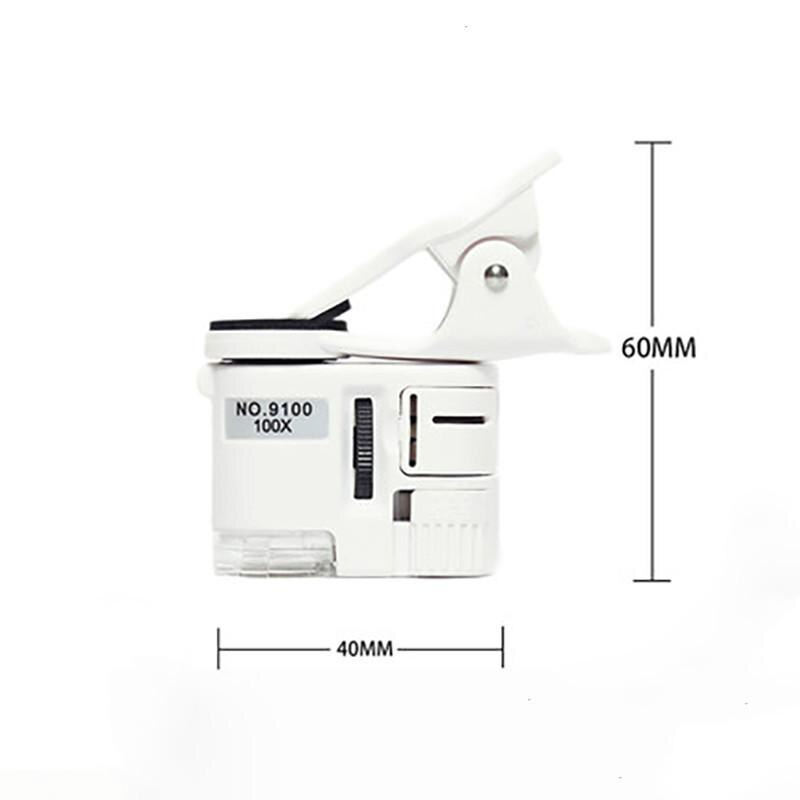 HD 100 Times Magnifying Glass Mobile Phone Microscope Hand Held Stationery Jewelry Identification Jade Mobile Phone Maintenance