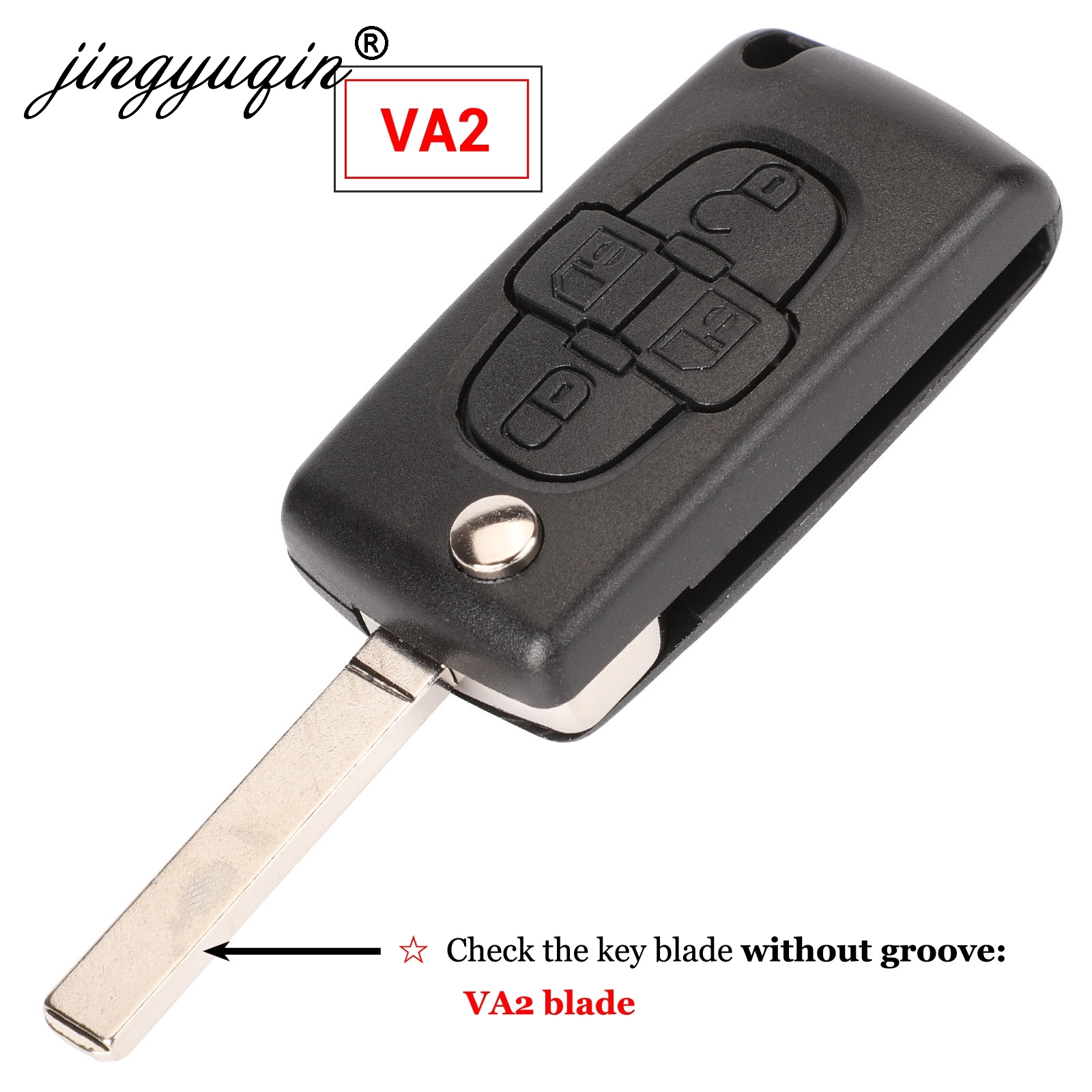 Jingyuqin 4 Knoppen Flip Floding Remote Key Fob Case Shell Fob Voor Peugeot 1007 Voor Citroen C8 Ongesneden Mes Met Groove Ce0523