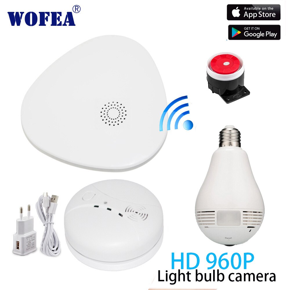 Wofea smart wifi sikkerhedsalarmsystem wifi gateway røgalarm med video kamera system app kontrol sms og telefonopkaldsmeddelelse: Sæt 3