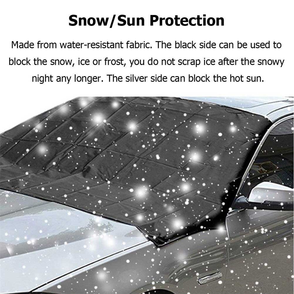 S sort / sølv 6 stærk magnet bil snedæksel klud sneis skjold til forrude vinter bil foran vindue + opbevaringspose: Sort