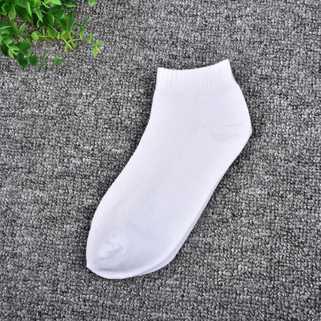 1 paar Sommer männer Solide betroffen Gittergewebe Socken Sport Socken Unsichtbar Atmungs Knöchel Socken Männer Dünne Stiefel Socken: Weiß