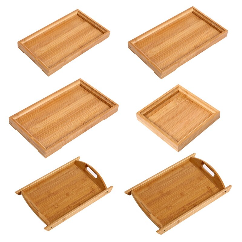 Japanese Bamboo Square Food Tray Solid Wood Tea Set Tray Home Breakfast Tray Cake Tray Flower Pot Bonsai Gardening Holder