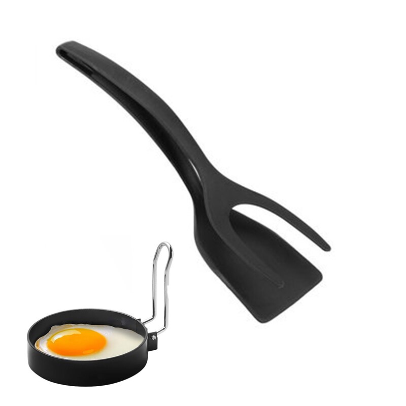 2 In 1 Multifunctional Non-Stick Food Clip Tongs Fried Egg Cooking Turner Pancake Spatula Pizza Barbecue Omelet Kitchen Clamp: Comboo2(As pic)