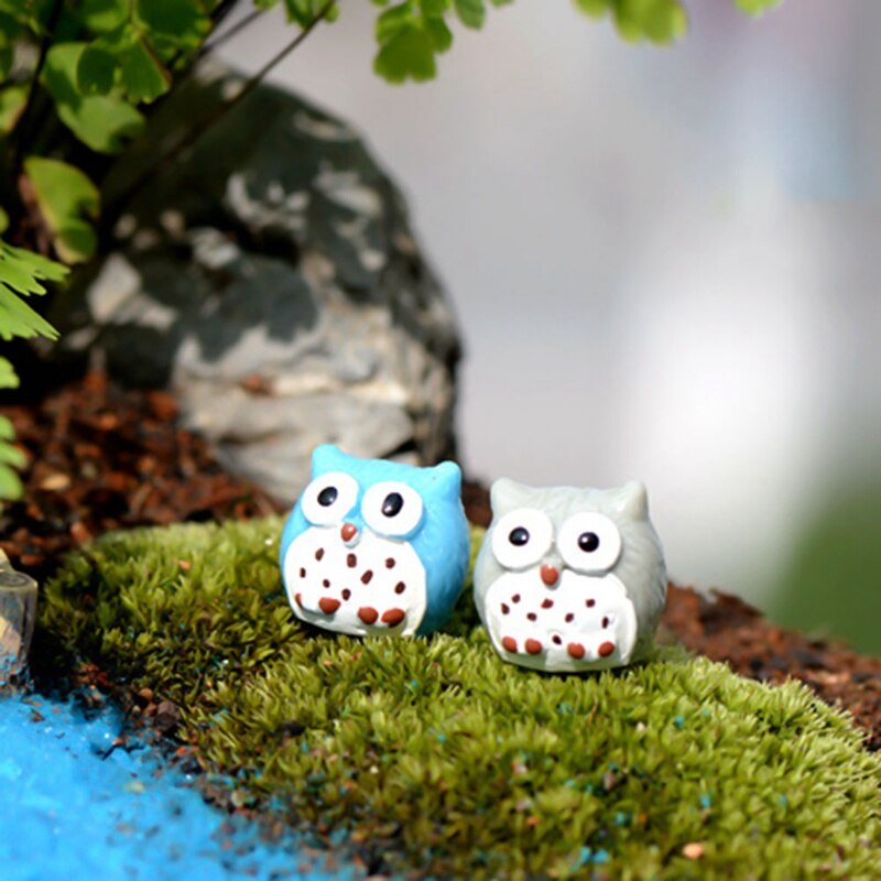 1 stk kunstig dyreugle miniature fe have hjem huse dekoration mini mikro landskabsdesign indretning 5 farver