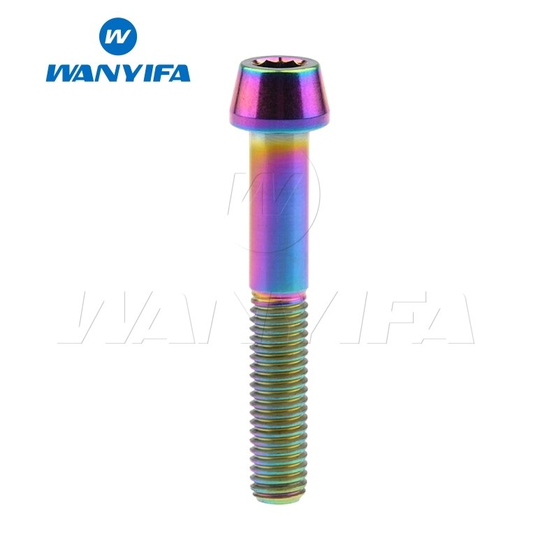 Wanyifa titan bolter  m8 x 35 40 45 50 70mm unbrakonøkkel konisk skrue for sykkel motorsykkel bil klasse 5 titan ti bolt: 45mm regnbue