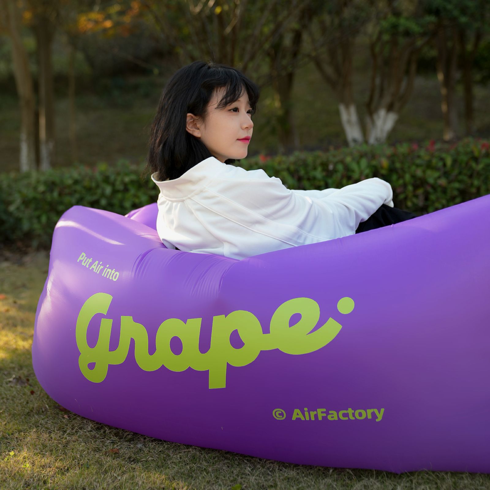 Sofá inflable portátil para exteriores, cama de aire para Parque de pastizales, playa, juguetes, silla inflable rápida: Morado
