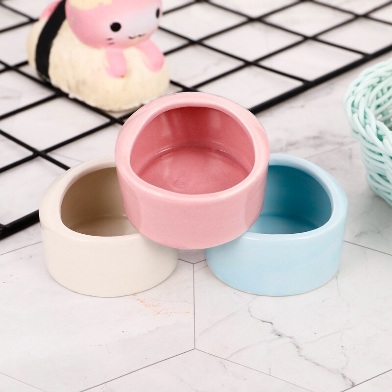 Cuenco de cerámica para hámster, pequeño Animal lindo, sin derrames, sin rotación, soporte para comida y agua, suministros para mascotas, 3 uds.