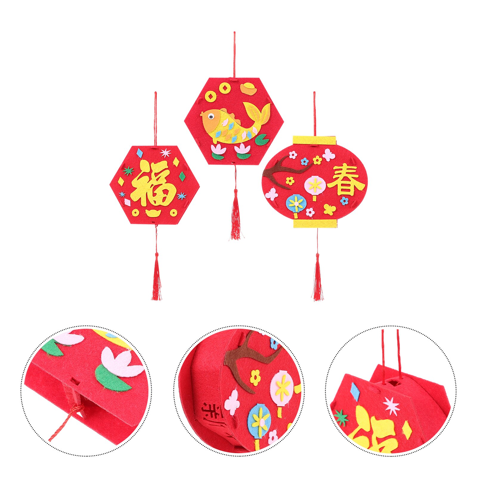 3pcs Chinese Lanterns Decorations Festival Funny Chinese Lantern Lantern DIY Material Kindergarten Decoration